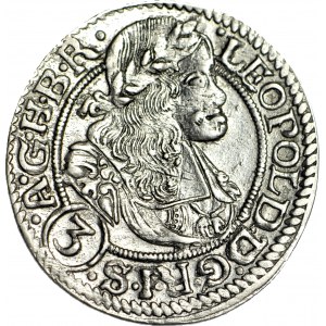 Śląsk, Leopold I, 3 krajcary 1669, Wrocław, piękne