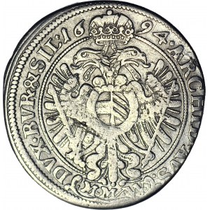 Silesia, Leopold I, 15 krajcars 1694, MMW, Wroclaw, tip B.REX., large bust