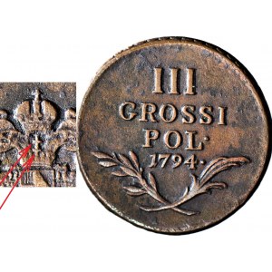 RRR-, 3 pennies 1794, Galicia and Lodomeria, Kosciuszko Insurrection, two crosses, DESCRIPTION!