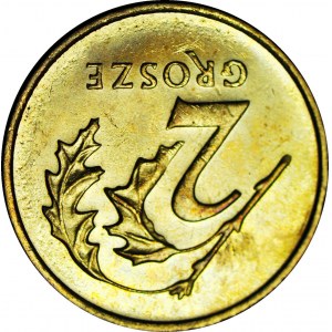 RR-, 2 grosze 2004, menniczy destrukt, ODWROTKA 180 stopni