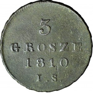 R-, Księstwo Warszawskie, 3 grosze 1810 IS, najrzadsze