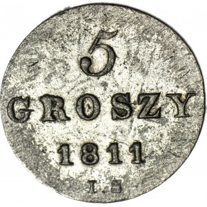 Księstwo Warszawskie, 5 groszy 1811 IS, przebite na 1/24 talara
