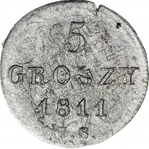 Duchy of Warsaw, 5 groszy 1811 IS, pierced to 1/24 thaler