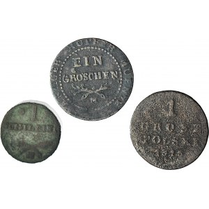 Free City of Gdansk 1808-1812, Penny 1812, shekel 1808, Polish penny 1816 set of 3 pcs.