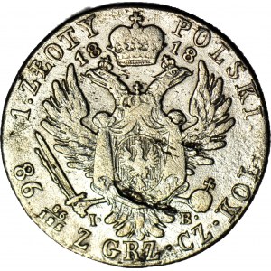 Kingdom of Poland, Alexander I, 1 zloty 1818 IB, rare