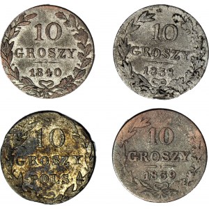 Kingdom of Poland, 10 pennies, set of 4, various vintages