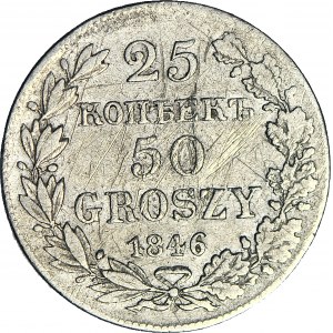 Russian Partition, 50 groszy = 25 kopecks 1846 MW, Warsaw