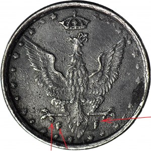 RR-, Poľské kráľovstvo, 10 fenigov 1917 FF, DESTRUKT - DOUBLE DIE averz