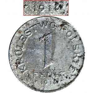 R-, Królestwo Polskie, 1 fenig 1918 FF, stempel 1917 rzadki R3