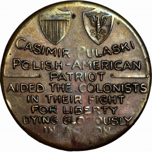 USA, Medal 1929, Kazimierz Pułaski b. rzadki z odmienną legendą awersu