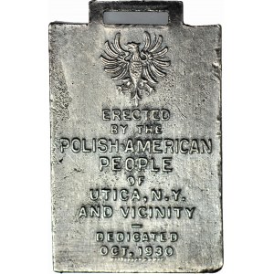 USA, Plakieta 1930, Kazimierz Pułaski, organizator amerykańskiej kawalerii, b. rzadka