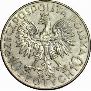 10 zlatých 1933, Hlava, peri-monumental