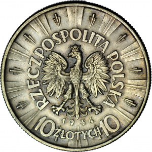 10 złotych 1934, Piłsudski, orzeł urzędowy, rzadki, piękny