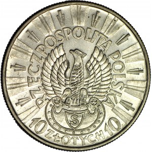 10 gold 1934, Pilsudski, STRZELECKI eagle, circa mint.
