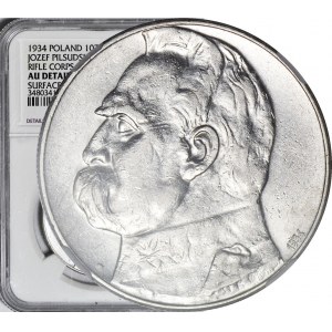 10 zlotých 1934, Piłsudski, střílející orel, velmi pěkný
