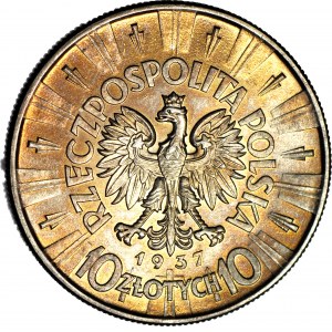10 gold 1937, Pilsudski, rarer vintage, minted
