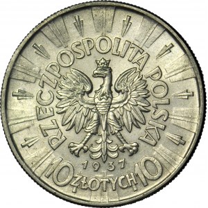 10 zlotých 1937, Piłsudski, vzácnejší ročník, razené