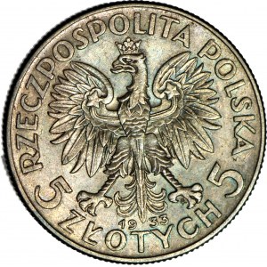 5 zlatých 1933, Hlava