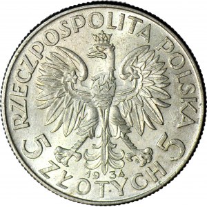 5 złotych 1934, Głowa, mennicza