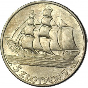 5 zlatých 1936 Plachetnice, mincovna