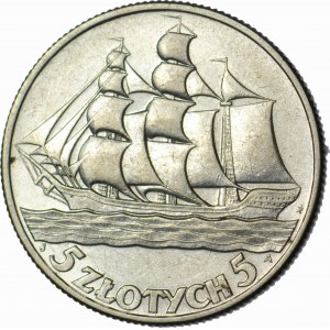 5 zlatých 1936 Plachetnica, krásna