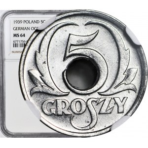 5 groszy 1939, Okupacja, mennicze, jasny odcień