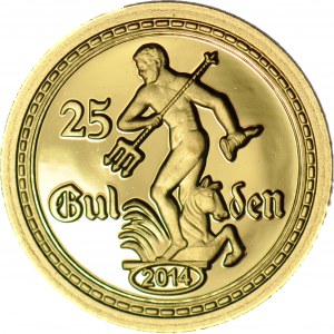R-, WMG, 25 fiorini 1930-2014, Nettuno, zecca, battuto in oro