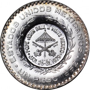 Mexiko 1 peso 1965, protiznačka Návšteva Jána Pavla II. 1979