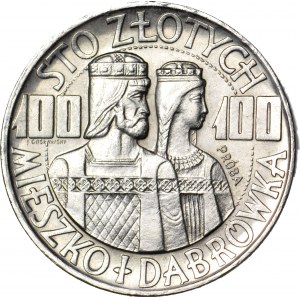 100 złotych 1966, Mieszko i Dąbrówka, półpostacie, PRÓBA srebro