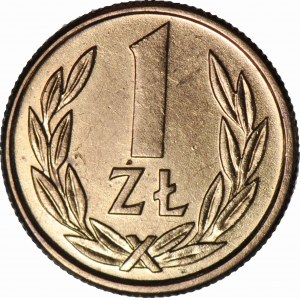 RR-, 1 złoty 1989 jednostronna odbitka rewersu w mosiądzu rewersu z oryginalnych stempli