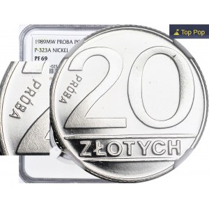 20 złotych 1989, PRÓBA nikiel, NAPIS PRÓBA ODWRÓCONY