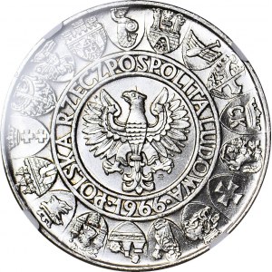 R, 100 zl. 1966, Mieszko a Dąbrówka, zničiť, blednúci nápis Goslawski
