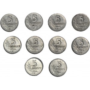 5 pennies 1958-59-60-61-62-63-65-67-68-72, set of 10 pcs.
