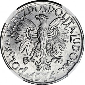RR-, Rybak 5 złotych 1974, SUPER PŁASKA DATA