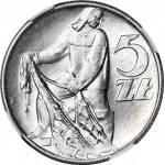RR-, Rybak 5 złotych 1974, SUPER PŁASKA DATA