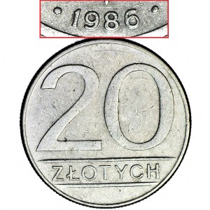 RR-, 20 złotych 1986, SZEROKA DATA, rzadkość