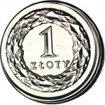 RR-, 1 złoty 2018, PODWÓJNY DESTRUKT, przesunięcie bicia i szeroki napis złoty