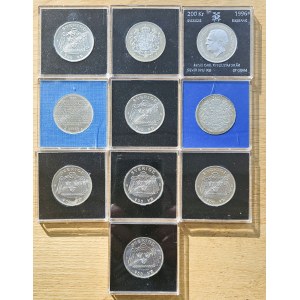 Srebro, Zestaw 10 szt. monet Szwecja 200 koron, Karol XVI Gustaw