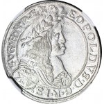 Austria, Leopold I, 15 krajcarów 1663, Wiedeń, ozdobna rozeta kończy napis, mennicze