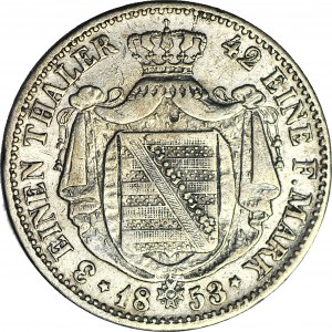 Nemecko, Sasko, Frederick August II, 1/3 thaler 1853 F, Dresden