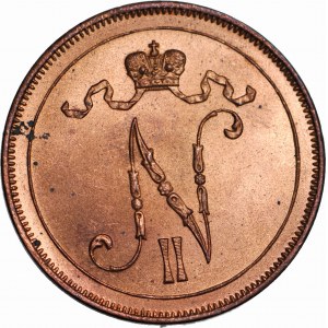 Finlandia / Rosja, Mikołaj II, 10 Penniä 1916, mennicze, czerwone, litera N