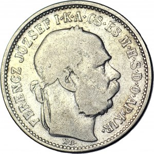 Hungary, Franz Joseph I, crown 1892 KB, Kremnica, rare vintage, 15. thousand mintage