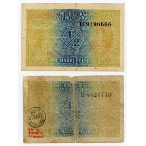 Zestaw 2 szt. 1/2 marki 1916, seria B, Generał