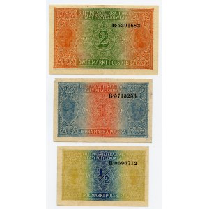 Set of 3 pcs. 2 brands 1916 ser. B, 1 brand 1917 ser. B, 1/2 brand 1916 ser. B