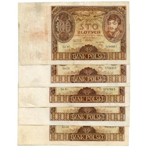 Zestaw 5 szt. 100 złotych 1934