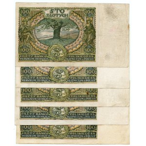Zestaw 5 szt. 100 złotych 1934