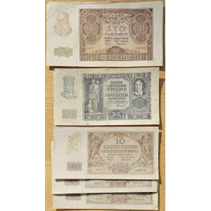 Set of 5 pcs. 100 gold 1940, 20 gold 1940, 3x 10 gold 1940