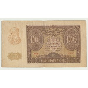 100 zloty 1940, ser. B, ZWZ, provenant de la circulation réelle