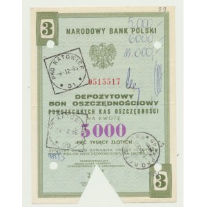 NBP, 5 000 PLN 1986, obligation de dépôt PKO, rare