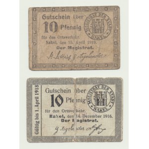 Poznańskie (Posen), Nakło (Nakel), 10 fenigów 1916 i 1919, zestaw 2 szt.